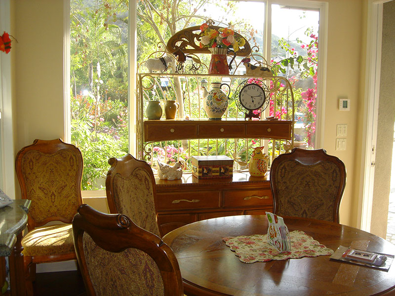 A breakfast nook with a view